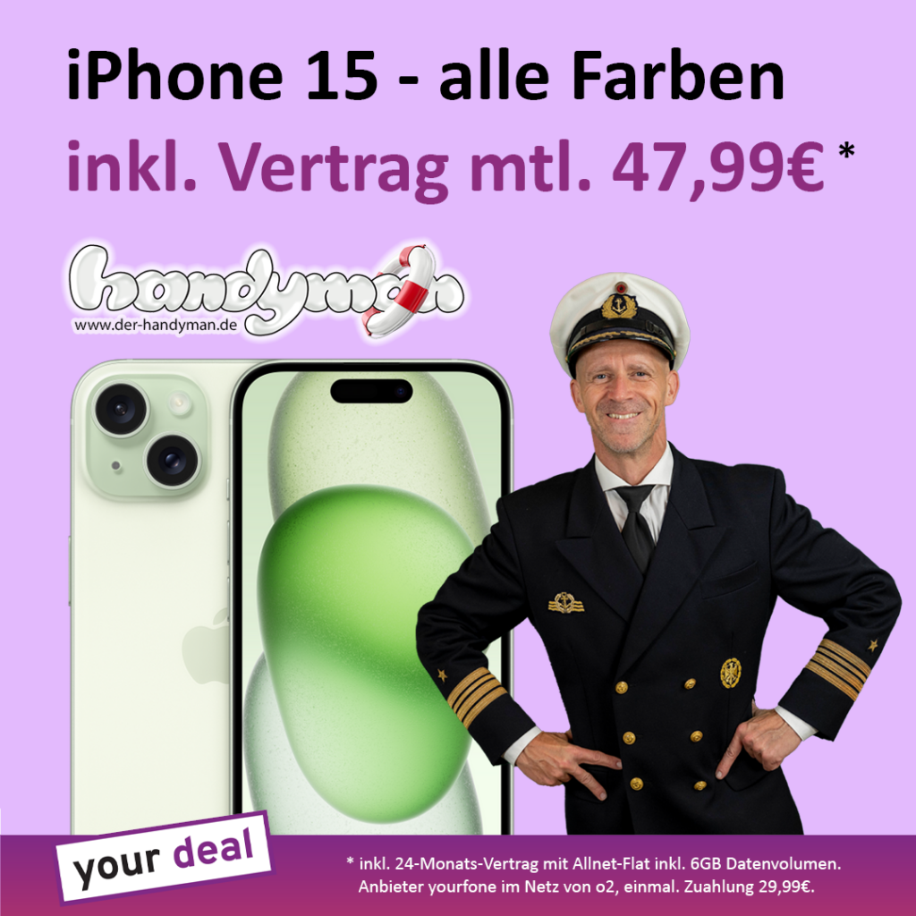 iphone 15 inkl. allnet flat vertrag nur 30 € zuzahlung